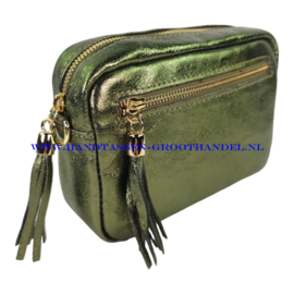 N36 crossbodytas  Qischa 9986 groen metallic - goud