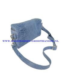 N33 crossbodytas - heuptas box  Qischa 9983 croco bleu jeans (blauw) zilver ritssluiting