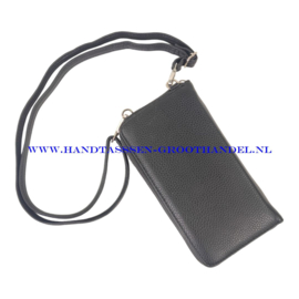 N33 portemonnee met telefoonvak Flora & Co 6016 zwart verstelbare riem