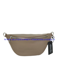 N34 crossbodytas - heuptas Qischa 9922 taupe zilveren ritssluiting