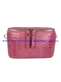 N33 crossbodytas - heuptas box  Qischa 9983 croco fuchsia (roze) zilver ritssluiting