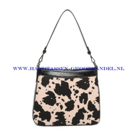 N117 Handtas Ines Delaure 1683932 cow (koe print - zwart - wit)