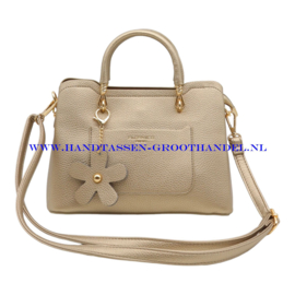 N111 Handtas Flora & Co 6931 taupe metal (goud)