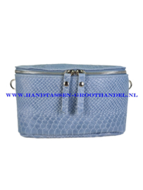 N33 crossbodytas - heuptas box  Qischa 9983 croco bleu jeans (blauw) zilver ritssluiting
