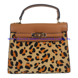 N32 handtas Dudlin 9960-788h camel luipaardprint