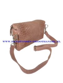 N33 crossbodytas - heuptas box  Qischa 9983 croco vieux rose (roze) zilver ritssluiting