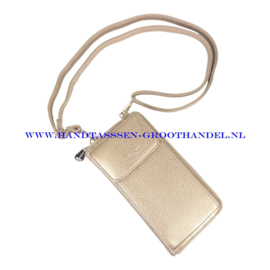 N33 portemonnee met telefoonvak Flora & Co 6016 taupe metal (goud) verstelbare riem