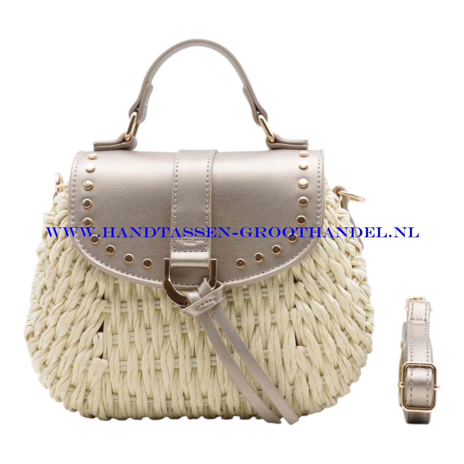 N73 Handtas Flora & Co c1069 beige / taupe metal (goud)