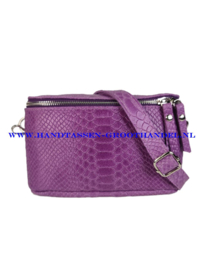 N33 crossbodytas - heuptas box  Qischa 9983 croco violet (paars) zilver ritssluiting