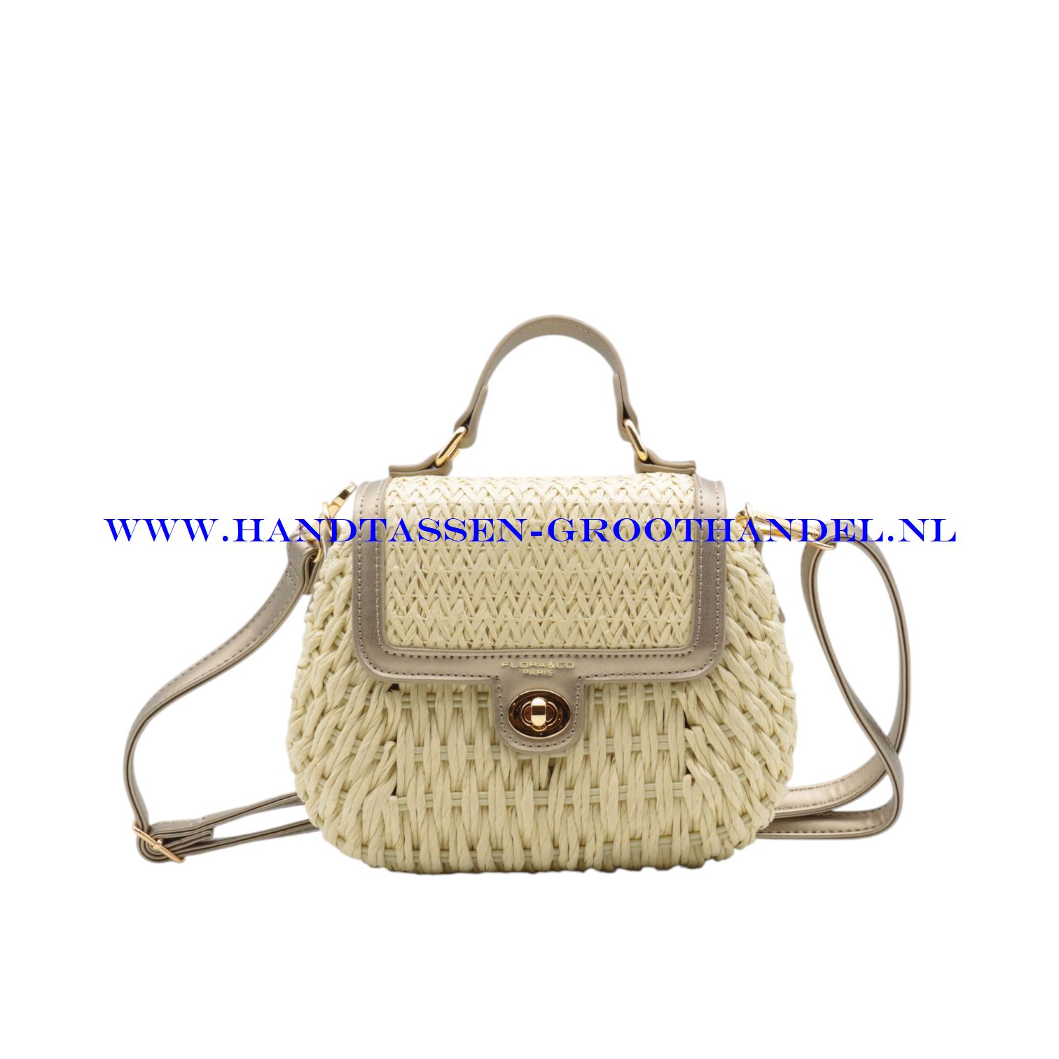 N73 Handtas Flora & Co c1071 beige/taupe metal