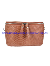 N33 crossbodytas - heuptas box  Qischa 9983 croco brique (baksteenrood, bruin, rood) zilver ritssluiting