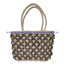 N73 Handtas Qischa b-8325 beige- zwart