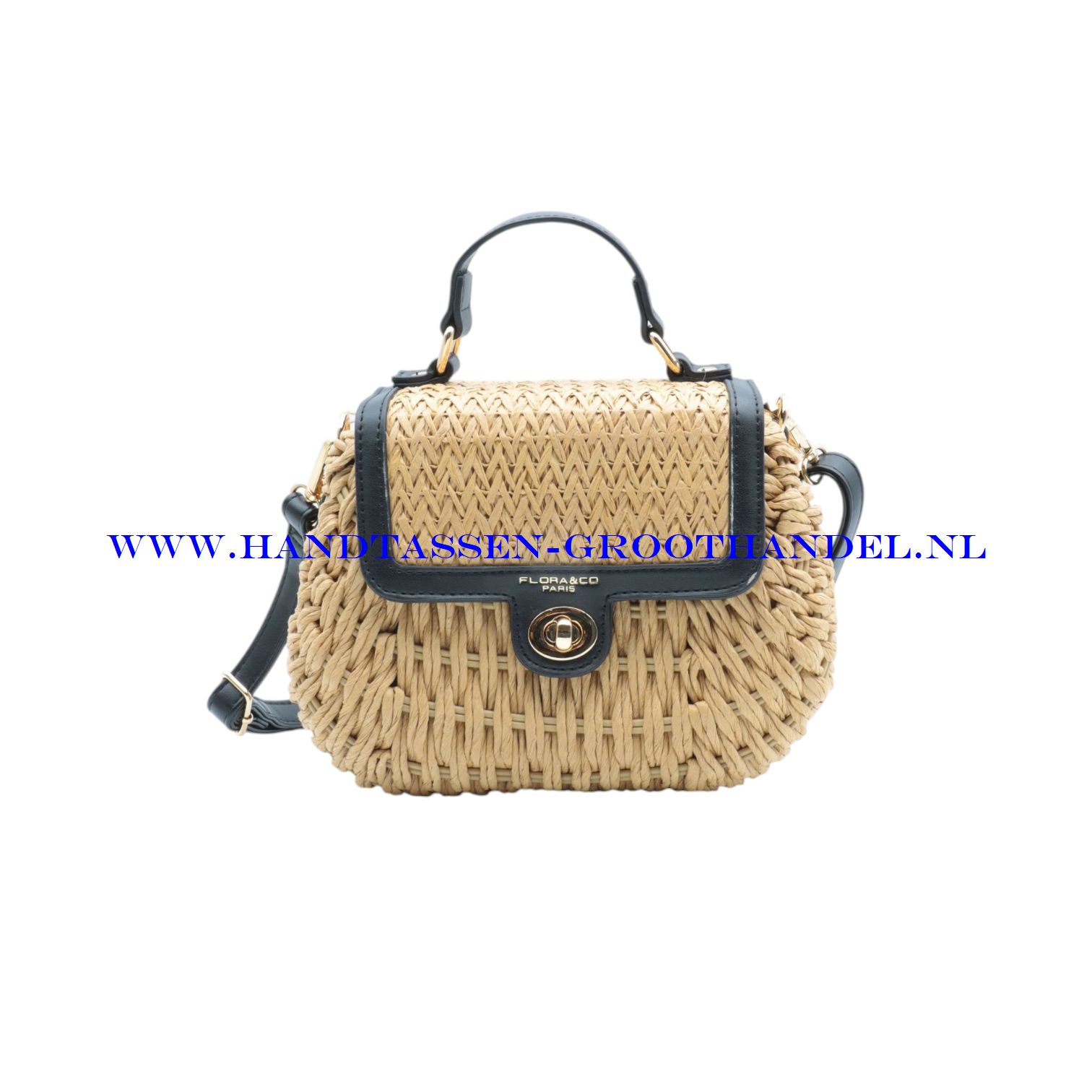 N73 Handtas Flora & Co c1071 natuur/zwart