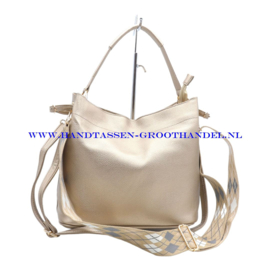 N71 Handtas Flora & Co 6966 taupe metal (goudkleurig)