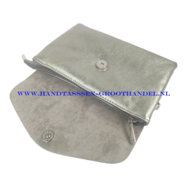 N34 Handtas - Clutch Flora & Co 2309 taupe metal (groen - zilver)