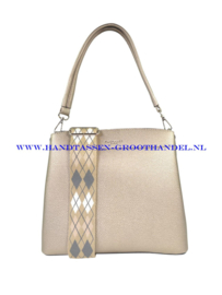 N40 Handtas Flora & Co 3655 taupe metal (goud)