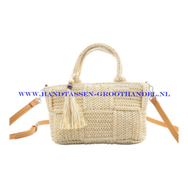 N34 Handtas Raffia Flora & Co C1011 beige