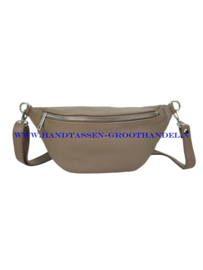 N34 crossbodytas - heuptas Qischa 9922 taupe zilveren ritssluiting