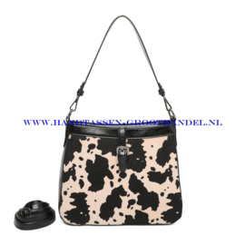 N117 Handtas Ines Delaure 1683932 cow (koe print - zwart - wit)