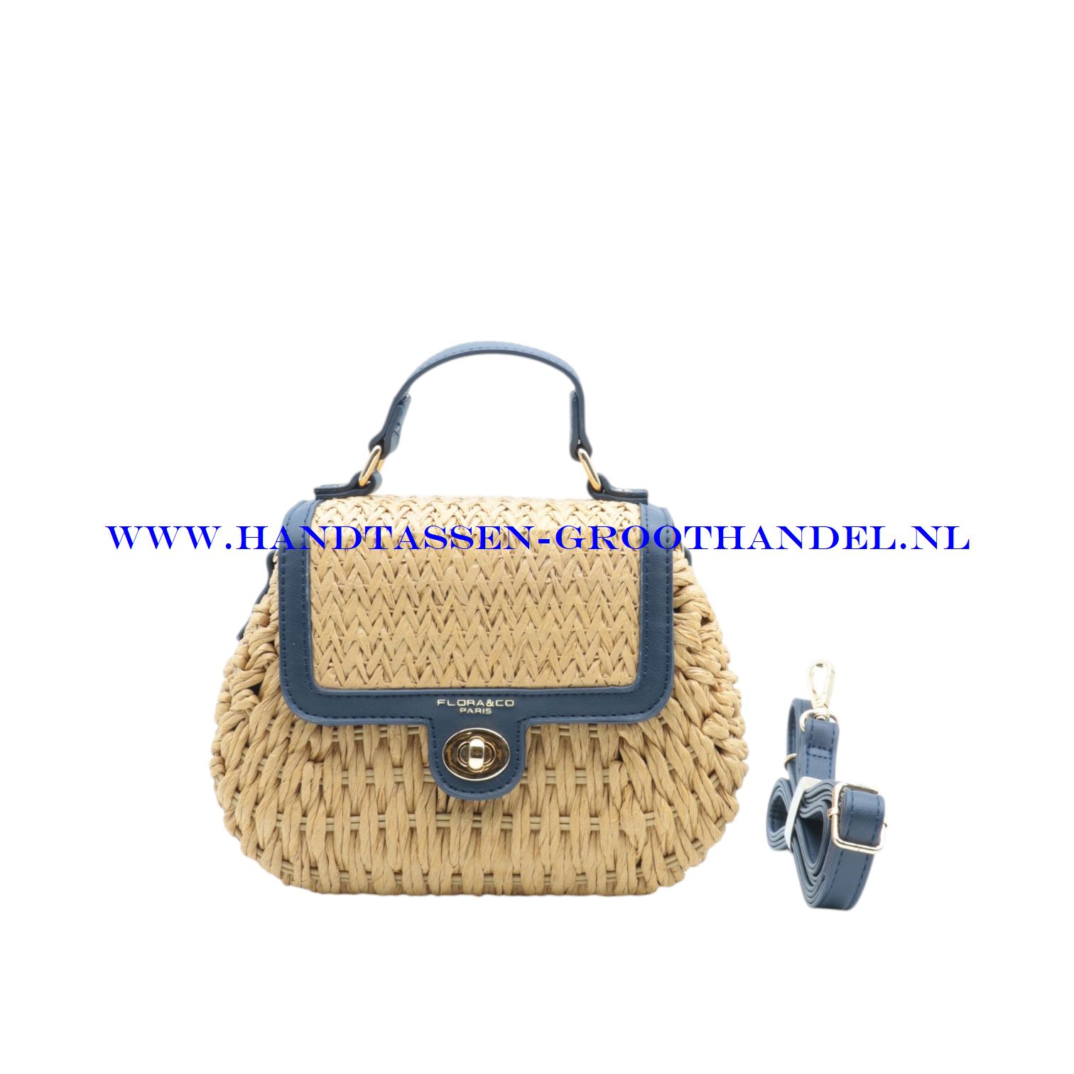 N73 Handtas Flora & Co c1071 natuur/blauw