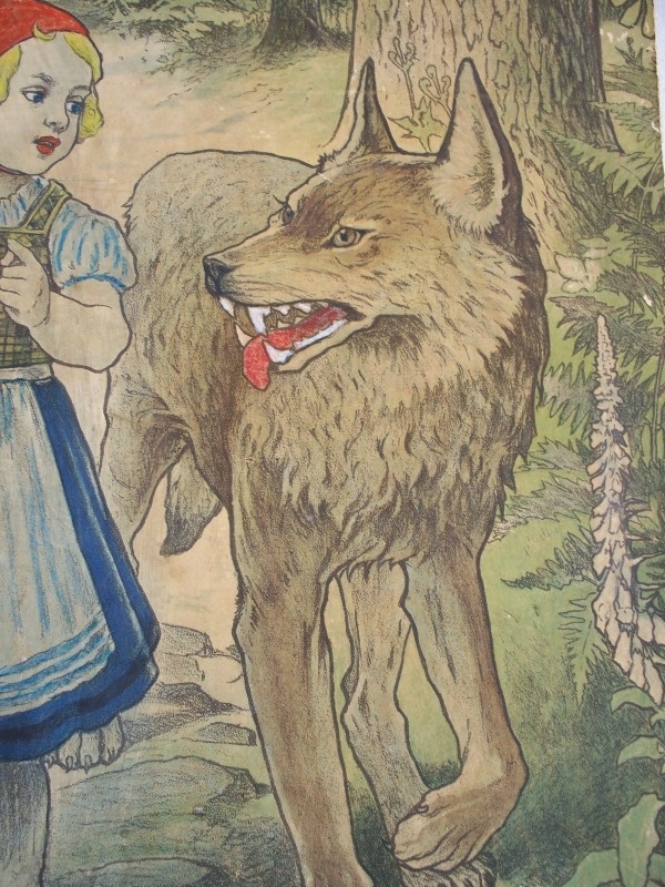 Onwijs Oude schoolplaat roodkapje en de wolf SOLD | sold | sjebbiez ED-19