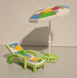 Ligstoel met parasol (16116)