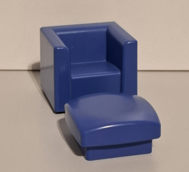 Fauteuil met voetenbank blauw (16111)