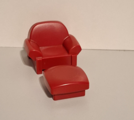 Fauteuil met voetenbank rood (16110)