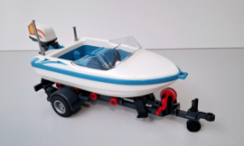 Oplegger met speedboot blauw (16555)