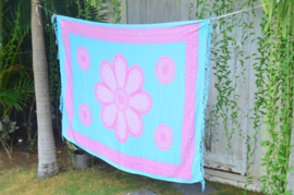 Sarong Flower Aqua/Pink Hot Lava