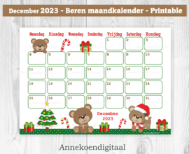 December 2023 kalender Kerst beren  - Beren