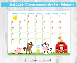 Mei 2024 kalender Boerderij - Dieren