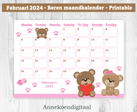 Februari 2024 kalender Valentijn beren  - Beren