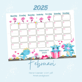 Februari 2025 kalender Valentijn Draken - Dieren