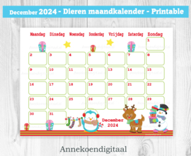 December 2024 kalender kerst - Dieren