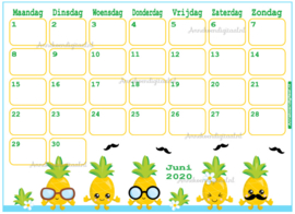 Juni 2020 kalender serie Kawaii