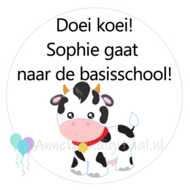 Traktatie stickers Koe met naam 20 stuks