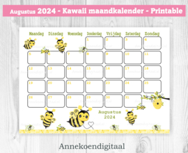 Augustus 2024 kalender Bijtjes - Kawaii