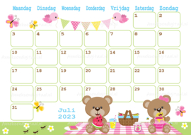 Juli 2023 kalender Picknick beren- Beren en vrienden