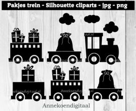 Pakjes trein silhouette cliparts