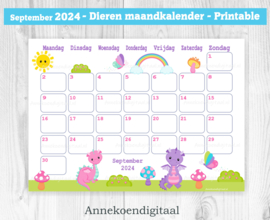 September 2024 kalender Magische draken - Dieren