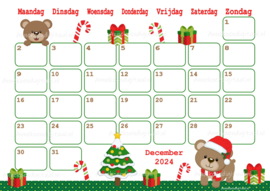 December 2024 kalender Kerst beren  - Beren