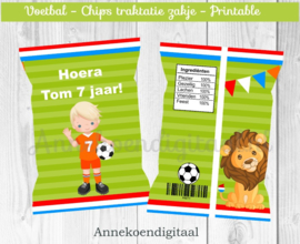 Voetbal jongen chips traktatie zakje blond haar