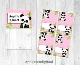 Panda traktatie zakje label