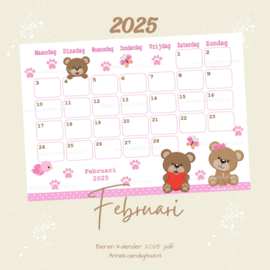 Februari 2025 kalender Valentijn beren  - Beren