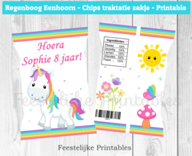 Regenboog Eenhoorn chips traktatie zakje