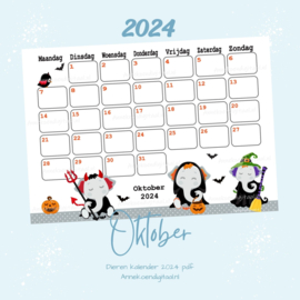 Oktober 2024 kalender Halloween Olifanten - Dieren