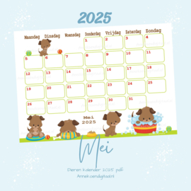 Mei 2025 kalender Hondjes - Dieren