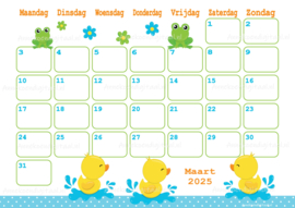 Maart 2025 kalender Badeendjes - Dieren