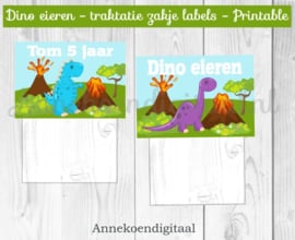 Dino eieren traktatie zakje label